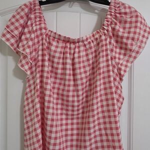 SHEIN Curve Pink Checkered Blouse - 2XL